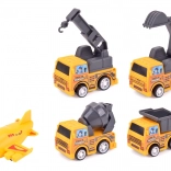 Set de Mașini de Construcții Mici și Avioane cu Împingere Înapoi