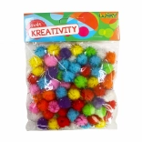 Biluțe pom pom sclipitoare 15 mm, mix de culori, 80 buc.