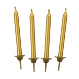 Lumânări aniversare aurii 5 cm GODAN (10 buc) cu suporturi