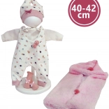 Hăinuțe pentru păpușă NEW BORN 40–42 cm – set 4 piese cu păturică reversibilă