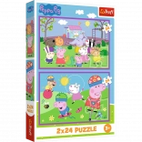 Puzzle 2x24 Peppa pe teren - Peppa Pig