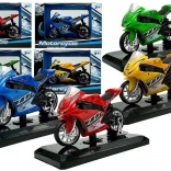Motocicletă sport cu sunete 1:18 – model metalic pe suport