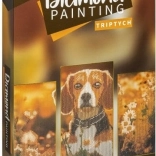 pictură cu diamante pe cadru câine – tripticul 40 × 20 cm + 30 × 20 cm