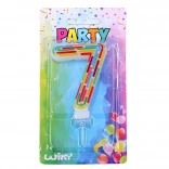 lumânare de petrecere pentru tort – numărul 7, dungi