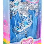 set pentru mici prințese cu fustă albastră și accesorii