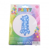 Baloană cifră 1 albastră cu steluțe