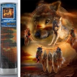 Pictură cu diamante Capturator de vise cu lupi 30x40 cm