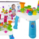 Măsuță educațională interactivă cu tobogan pentru bile și sortator – albastru