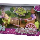Păpușa Evi Love în trăsură cu căluț