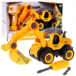 Excavator dezasamblabil cu propulsie pentru copii 3+ Șurubelniță electrică + modul de propulsie + sunete