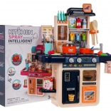 Bucătărie pentru copii cu iluminare, sunete, apă curgătoare și abur, 42 de piese