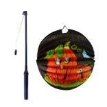 Lampion de hârtie Halloween dovleac 25 cm cu baghetă luminoasă 50 cm