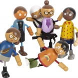 Păpuși din lemn flexibile – familie cu bebeluș, 8 piese