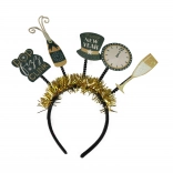 Bentiță festivă de Anul Nou cu decorațiuni negru-aurii