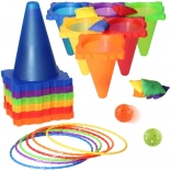 Set de jocuri de exterior Woopie 3‑în‑1 – conuri, inele și săculeți, 30 piese