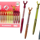 Pix cu bilă cu cerb și cristale, cerneală albastră sau neagră, vârf 0,7 mm