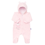 Salopetă din pluș pentru copii cu glugă NEW BABY Sweetheart roz 74 (6–9 luni)