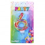 Lumânare pentru tort de petrecere numărul 6 – dungi