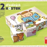 Cărămizi din lemn Zi frumoasă – set de 12 cuburi