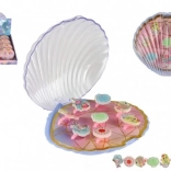 Set de inele de copii ajustabile cu motive din lumea marină în cutie în formă de scoică