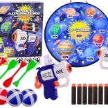Joc de tragere cu tematică spațială Space Adventure cu țintă, pistoale și săgeți