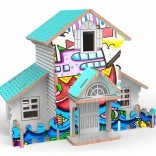 Căsuță 3D din lemn – puzzle de colorat