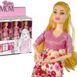 Păpușă Gravidă în Rochie Roz cu Flori