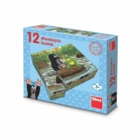 Dino cuburi din lemn KRTIȘOR și animăluțe 12 buc