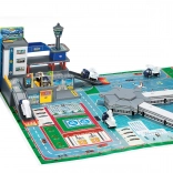 Garaj aeroport – set cu 4 mașini și avion, metalic