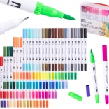 Carioci bicolore și markere subțiri în valiză, 100 de culori