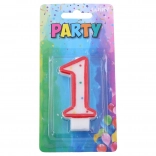 Lumânare de petrecere numărul 1 roșie cu buline