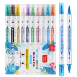 Set de markere metalice cu sclipici, cu două capete, 10 bucăți