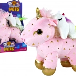 Unicorn din pluș cu cântec de leagăn roz cu steluțe aurii