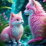 Mozaic cu diamante - Vulpi Roz