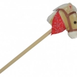 Cal de pluș pe băț cu sunet, 80 cm, bej