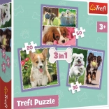 Puzzle 3în1 cățeluși drăgălași Trefl