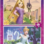 Puzzle DISNEY prințese 2×48 piese – Rapunzel și Cenușăreasa