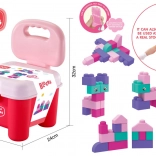set de cuburi de construcție moi cu scăunel de depozitare – roz