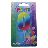 Lumânare de petrecere cifră 0 curcubeu
