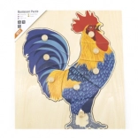 Puzzle Montessori din lemn cu cocoș cu mânere VIGA