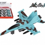 Avion de vânătoare metal-plastic cu mecanism pull-back 14 cm – 4 culori