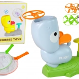 Joc de îndemânare Prinde frisbee – discuri zburătoare cu catapultă, albastru