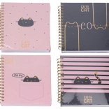 Caiet dictando cu spirală și motiv pisică 15 × 21 cm, 100 de pagini