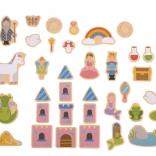 Bigjigs Toys magneți din lemn cu tematică de basm – set de 35 bucăți