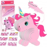 Puzzle 3D din carton – unicorn roz DIY
