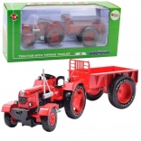Tractor metalic roșu cu remorcă 1:18