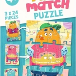 Ravensburger Puzzle Mix & Match: Monștri Amuzanți 3x24 piese