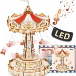 RoboTime puzzle 3D cutie muzicală – carusel cu lanț cu LED și melodie