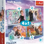 Puzzle Frozen 4v1 (12, 15, 20, 24 bucăți) - O lume minunată