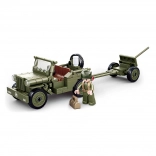sluban army ww2 jeep aliat cu tun antiaerian – set de construcție